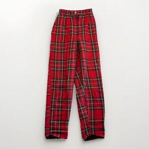 LTT United Kingdom UK Plaid Pants Retro Punk Grunge Red Tartan High Women Sz XS*